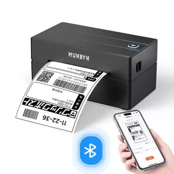 Принтер этикеток MUNBYN Bluetooth с высокой скоростью печати, настройками в один клик для домашнего офиса, совместимый с почтой Японии, шириной 108 мм, совместимый с этикетками формата A6