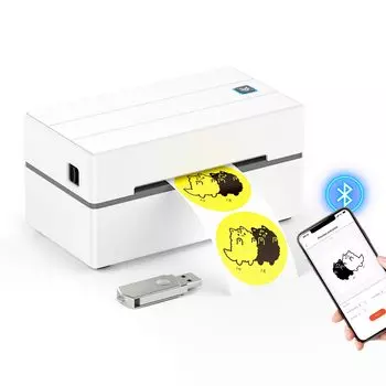 Принтер этикеток MUNBYN Bluetooth с высокой скоростью печати, настройками в один клик для домашнего офиса, совместимый с почтой Японии, шириной 108 мм, совместимый с этикетками формата A6