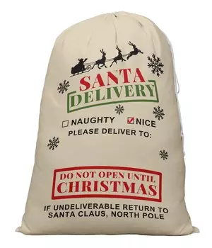 Printtoo 2 Pcs Large Santa Sacks with Drawstring Canvas Xmas Gifts Bags for Kids Christmas 27x20 Inch 27 x 20 Inches бежевый