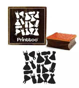 Printtoo Crafting Square Wooden Rubber Stamp Женские платья Выкройка Scrap-Booking-2 x 2 2 x 2 Inches коричневый
