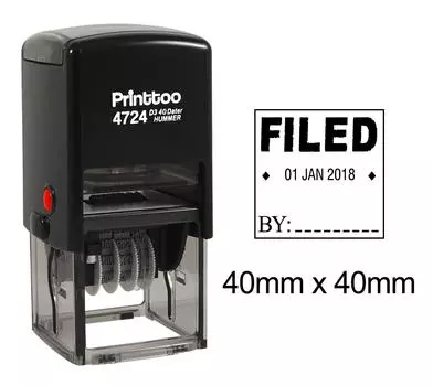 Printtoo Dater Stamp Self Inking Arial Font, заполненный текстом Office Канцелярские товары Date Rubber 40 mm x 40 mm.(Approx) чёрный