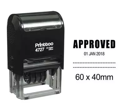 Printtoo Dater Stamp Self Inking With Approved Text Date Rubber Stamp Office 60 mm x 40 mm.(Approx) чёрный