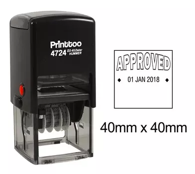 Printtoo Dater Stamp Self Inking With Approved Text Office Канцелярские товары Date Rubber 40 mm x 40 mm.(Approx) чёрный