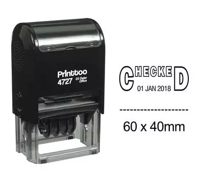 Printtoo Dater Stamp Self Inking With Checked Text Date Rubber Stamp Office 60 mm x 40 mm.(Approx) чёрный