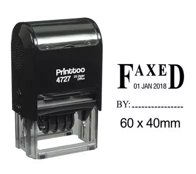 Printtoo Dater Stamp Self Inking With Fax By Text Office Канцелярские товары Date Rubber 60 mm x 40 mm.(Approx) чёрный