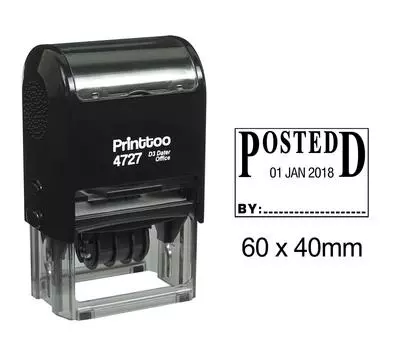 Printtoo Dater Stamp Self Inking With Posted By Text Date Rubber Stamp Office 60 mm x 40 mm.(Approx) чёрный