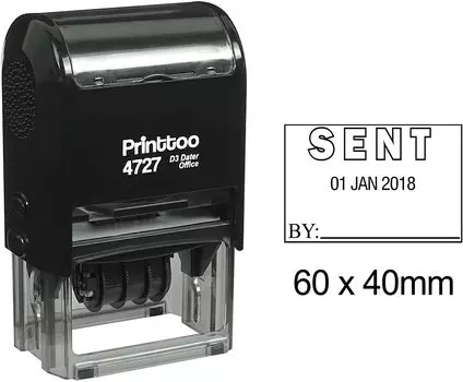 Printtoo Dater Stamp Self Inking With Send By Text Date Rubber Stamp Office 60 mm x 40 mm.(Approx) чёрный