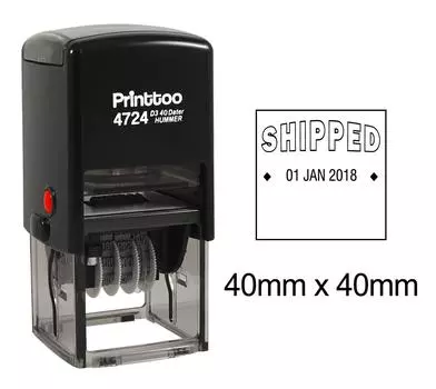 Printtoo Dater Stamp Self Inking with Shiped Text Office Канцелярские принадлежности Date Rubber 40 mm x 40 mm.(Approx) чёрный