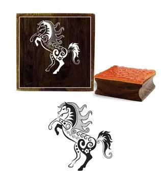 Printtoo Diary Cards Stamp Square Horse Pattern Деревянные резиновые штампы Scrap-booking-2 x 2 2 x 2 Inches коричневый