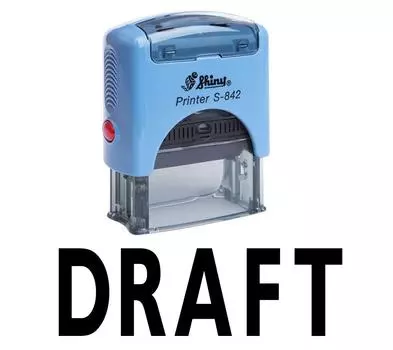 Printtoo DRAFT Self Inking Rubber Stamp Office Канцелярские товары Custom Shiny Stamp Impression Area 14 mm x 38 mm чёрный