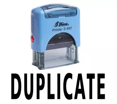 Printtoo DUPLICATE Self Inking Rubber Stamp Office Канцелярские товары Custom Shiny Impression Area 14 mm x 38 mm красный