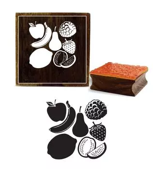 Printtoo Fruit Vector Pattern Square Wooden Rubber Stamp Craft Block Diary Card-2 x 2 2 x 2 Inches коричневый