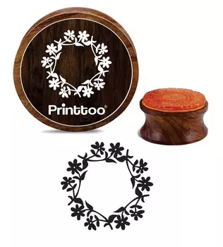 Printtoo Изготовление карточек Цветочный венок Круглый деревянный резиновый штамп Ремесло Текстильные штампы-2 2 Inch Diameter коричневый