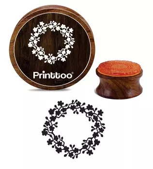 Printtoo Круглый цветочный венок Коричневый деревянный резиновый штамп Изготовление карточек Ремесленные штампы-2 2 Inch Diameter коричневый