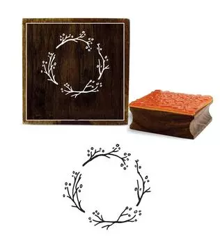 Printtoo Leaf Wreath Pattern Scrap-booking Square Wooden Rubber Stamp Block-2 x 2 2 x 2 Inches коричневый