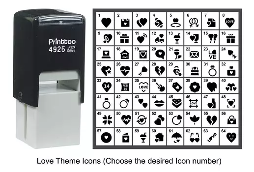 Printtoo Love Theme Icons Rubber Stamp Self Inking Stamper 24 mm Approx 20 mm - 24 mm (Impressions-63) синий