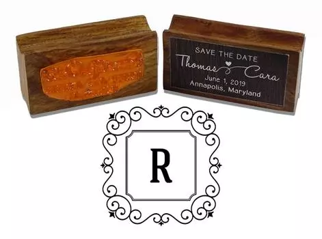 Printtoo Monogram Letter Square Swirl Border R Odd Mounted Rubber Stamp Office
