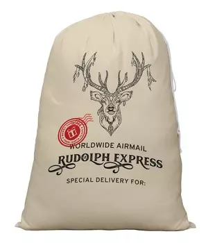 Printtoo Pack of 2 Drawstring Special Delivery Extra Large Size Christmas Sack Re-Usable Xmas Present Storage 27x20 Inch 27 x 20 Inches бежевый
