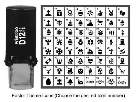 Printtoo PersonalizedA Easter Theme IconsA Round Rubber Stamp Self Inking Stamper 12 Approx 10 mm - 12 mm (Impression-10) чёрный