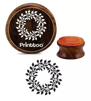 Printtoo Scrap-booking Круглый блок Цветочный венок Деревянный резиновый штамп Craft Textile-2 2 Inch Diameter коричневый