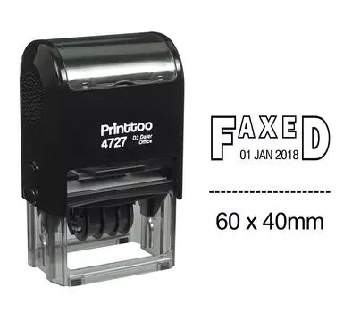 Printtoo Self Inking Dater Stamp с отправленным по факсу текстом Офисные канцелярские принадлежности Date Rubber 60 mm x 40 mm.(Approx) чёрный