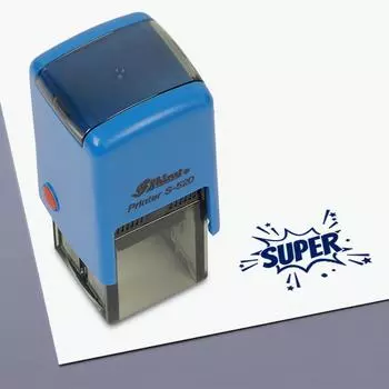 Printtoo Учителя Stamp Super Self, Inking Rubber Stamp Мотивация Поощрение Обзор сообщений Оценка за домашнее задание Школьный класс - 20mmx20mm чёрный