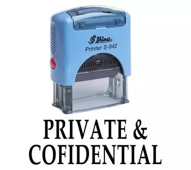 PRIVATE & CONFIDENTIAL Self Inking Rubber Stamp Office Stationary Custom Shiny Impression Area 14 mm x 38 mm чёрный