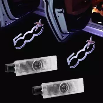 Приветственные огни двери автомобиля, светодиодный проектор с логотипом для FIAT 500x серебряный