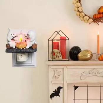Призрачный костер мерцающий ночник Хэллоуин 3D мультфильм призрак светодиодный фонарь поддельный костер домашний офис