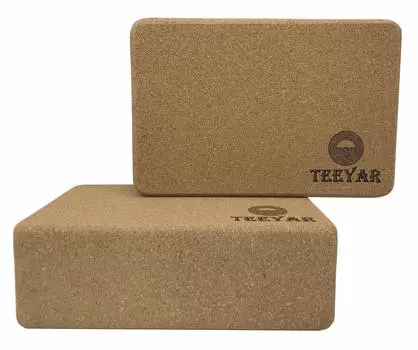 Пробковый блок для йоги Teeyar, набор из 2 прочных натуральных испанских пробковых блоков для упражнений для йоги 23 x 15 x - 100% 9 x6 x3 Йога/пилатес/спортзал/упражнения (Пробка