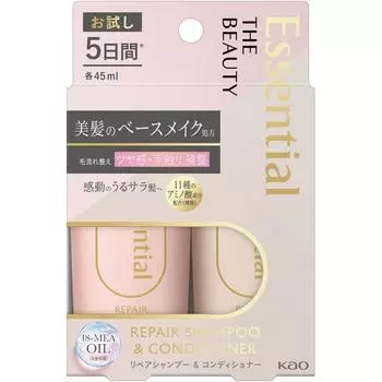 Пробный набор KAO Essential THE BEAUTY Hair texture beauty repair 90 мл ETSENSIAL Шампунь/кондиционер (уход за повреждениями) (Текстура волос восстанавливающий шампунь красота) Та