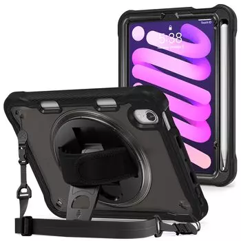 ProCase iPad Mini A17 Pro 7-го поколения 2024 Mini6 2021 дюймов, чехол на плечо для детей, для полевых работ, противоударный чехол для хранения ручек, вращающаяся подставка для рук
