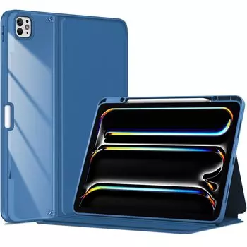 ProCase iPad Pro 13 Inch Case M4 7th Generation 2024 Pen Storage Shockproof Folio Cover 3 Stand Modes Auto Sleep Support (Teal)