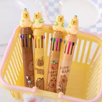 Прочная шариковая ручка Capybara 10 цветов, быстросохнущая разноцветная ручка, цветные чернила, гелевые ручки для письма C