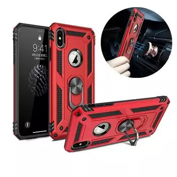 Прочный бронированный чехол для iPhone X XR XS 11 12 13 Mini Pro Max 6 7 8 Plus с магнитным кольцом для пальцев, жесткий противоударный чехол For iPhone 8 Plus розового золота