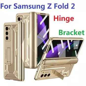 Прочный чехол Armor для Samsung Galaxy Z Fold 2, защитная пленка на шарнире, стеклянная крышка экрана Case & Screen Protector синий