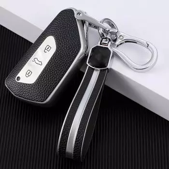 Прочный чехол для ключа из ТПУ и кожи для VW Golf 8 VIII ID-4, Skoda Octavia A8 MK4, Seat Leon Cupra Formentor, держатель для ключа серебряный
