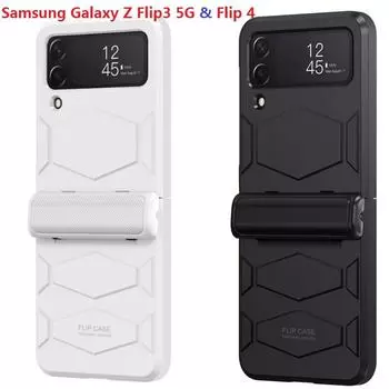Прочный чехол для Samsung Galaxy Z Flip 3 Flip 4, пластиковый защитный чехол на петлях Samsung Z Flip 4 чёрный