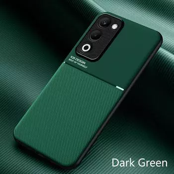 Прочный нескользящий чехол для OPPO A5 5G 2025 Защитная крышка Магнитный держатель-присоска Coque Fundas Capa Oppo A5 5G зелёный