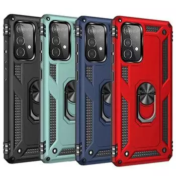 Прочный противоударный защитный чехол для Samsung Galaxy S22 S23 S21 S20 FE S9 S10 Plus Note 20 Ultra 9 10 Lite, бамперы, кольцевая крышка Samsung S22 чёрный