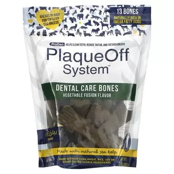 ProDen, PlaqueOff System, Dental Care Bone, для собак, смесь зелени, 13 упаковок, 17 унций (482 г)