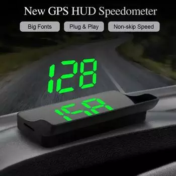 Проекционный дисплей GPS Спидометр Скорость KMH Цифровой HUD Проектор на лобовое стекло Спидометр Часы Датчик Цифровой Электронный Аксессуар зелёный