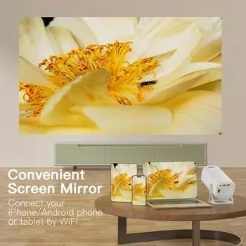Проектор 1080P WiFi BT5.2 Android 11 System Проектор для фильмов с поворотом на 180 градусов и дисплеем 120 дюймов US