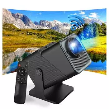 Проектор 720P WiFi BT5.2 Android 11 System Проектор для фильмов с вращением на 180 градусов и дисплеем 220 дюймов EU чёрный