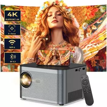 Проектор Android 11.0 с поддержкой 1080p с Wi-Fi и наружным проектором BT5.2 EU Plug темно-серого