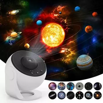 Проектор Galaxy Lights, 12 в 1 планетарий, звездное небо, ночник с созвездием солнечной системы, луна для спальни, потолка, домашнего декора комнаты белый