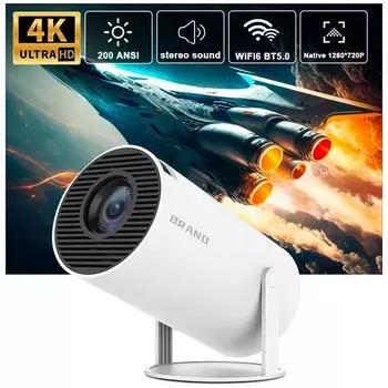Проектор Hy300 4K Android 11 Dual Wifi6 200 ANSI Allwinner H713 BT5.0 1080P 1280*720P Проектор для домашнего кинотеатра на открытом воздухе