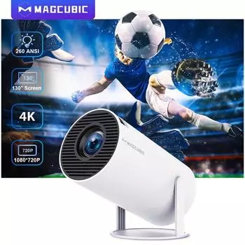 Проектор HY300 PRO 4K Android 11 260ANSI европейский стандартный штекер, Allwinner H713 беспроводной 5.0 1080P 1280 * 720P проектор для домашнего кинотеатра HY300Pro-UK
