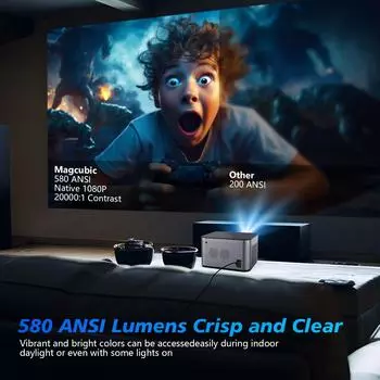 Проектор Magcubic 580ANSI Android 11 4K 1080P Wifi6 Голосовое управление Allwinner H713 Электронный фокус BT5.0 Домашний проектор HY350 Pro EU Plug