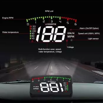 Проектор на лобовое стекло A900. Удобный, широкий диапазон совместимости. Стабильный 3,5-дюймовый проекционный дисплей. чёрный